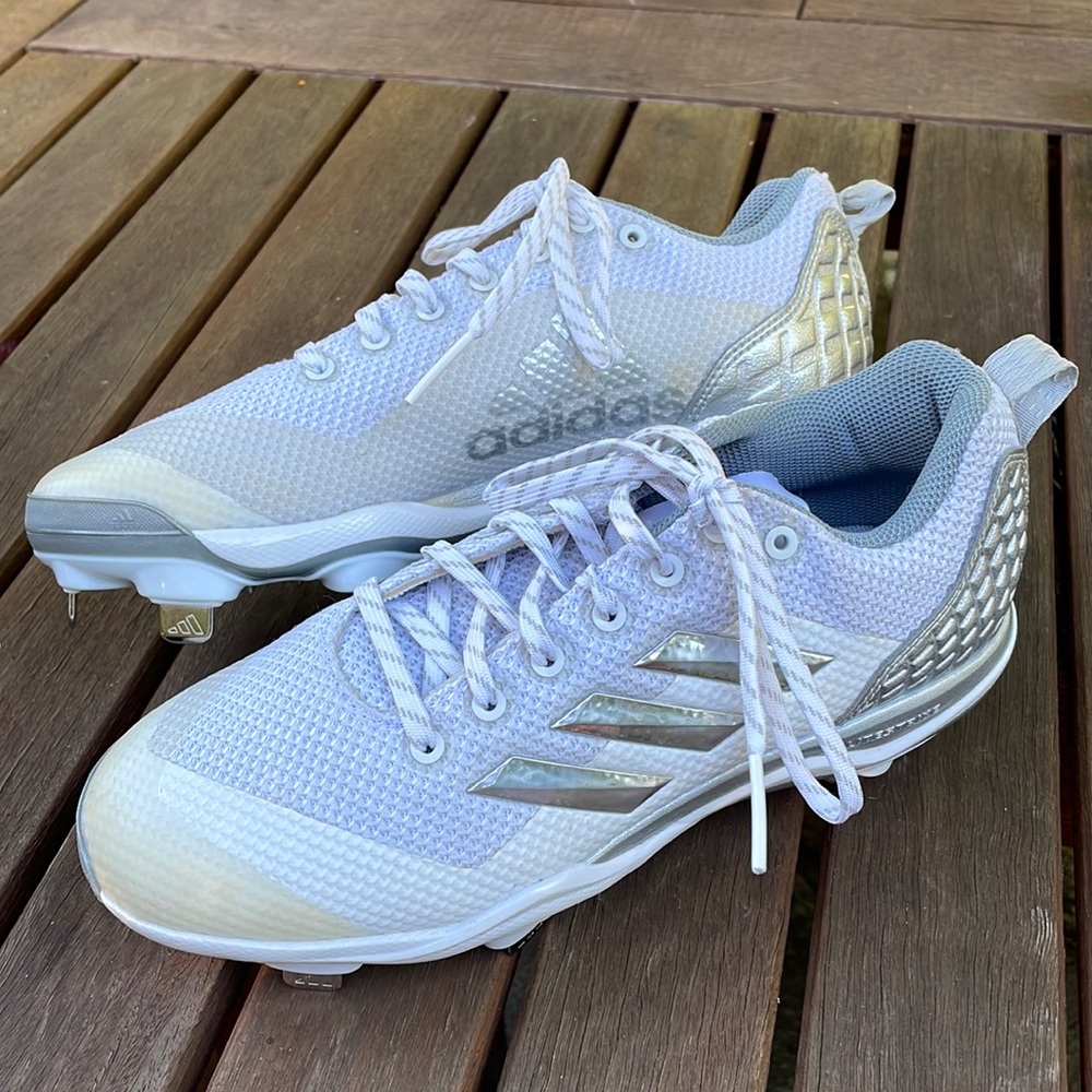 Adidas Lifestrike Metal Spike Baseball Cleats new without box 6.5 White Silver
